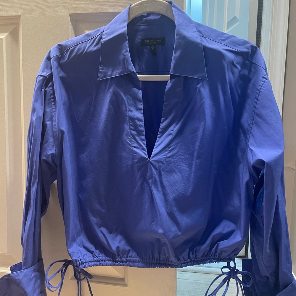 Rag and Bone cropped royal blue top